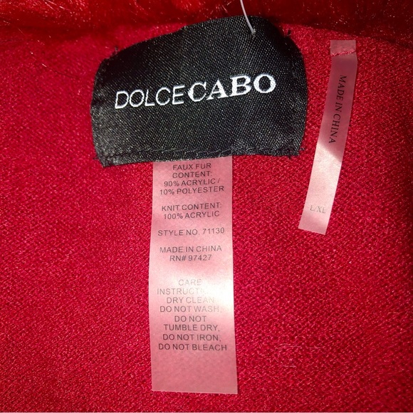 🌴🎉HP🎉 NEW! Dolce Cabo Valentine Red Luxurious Fur Cloak Wrap L/XL - Picture 8 of 10